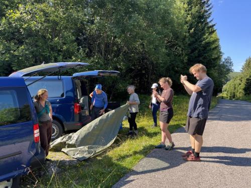 Aerial hyperspectral data acquisition for the catchments of upper Úpa and upper Čistá, field sampling campaign, sevenths drone data acquisition in bark beetle forest in Rašelinový potok area